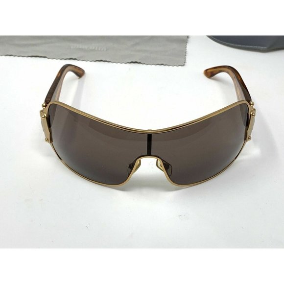 MIU MIU SUNGLASSES SMU51G 7FS-3N1 Shield Gold And Tortoise - Picture 2 of 12